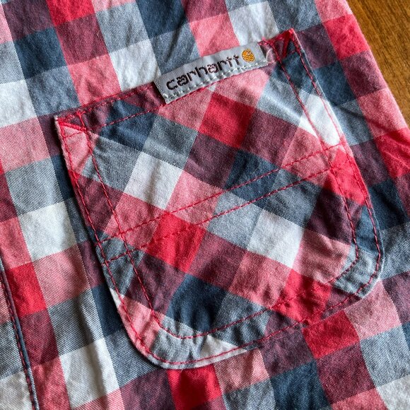 Carhartt plaid flutter-sleeve romper 6m - Picture 6 of 7